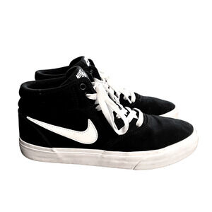 Nike Womans 8 SB Charge Mid Canvas Sneakers Black White Skateboard Skater Shoes